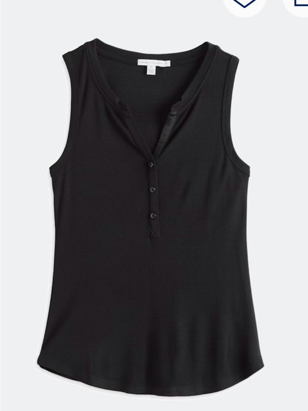 Threads 4 Thought Black Ribbed Henley Tank